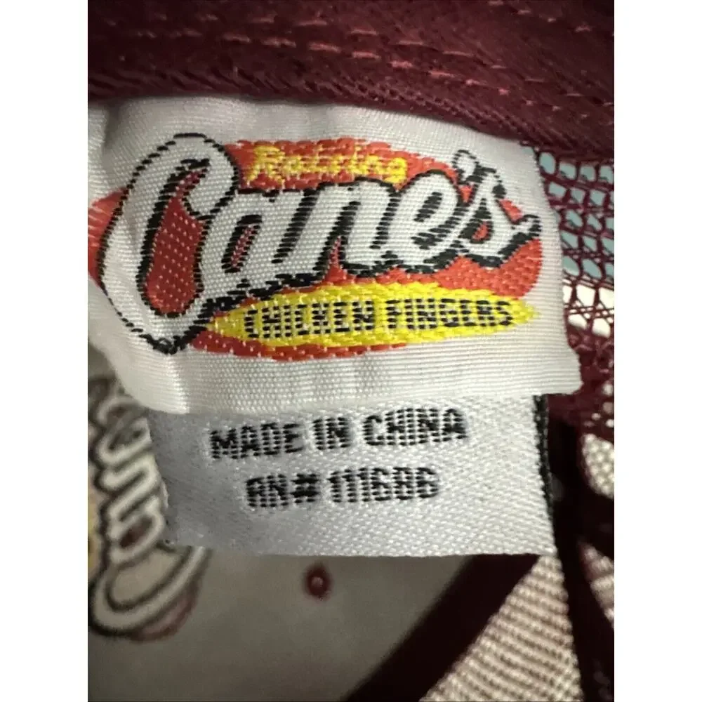 Raising Canes Snapback Trucker Hat Burgundy Adjustable Mesh Employee‎ Cap